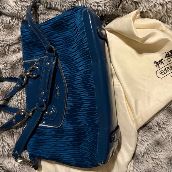 COACH Blue Ashley Sateen 2000s Rare 🔥Satchel - Picture 12 of 13